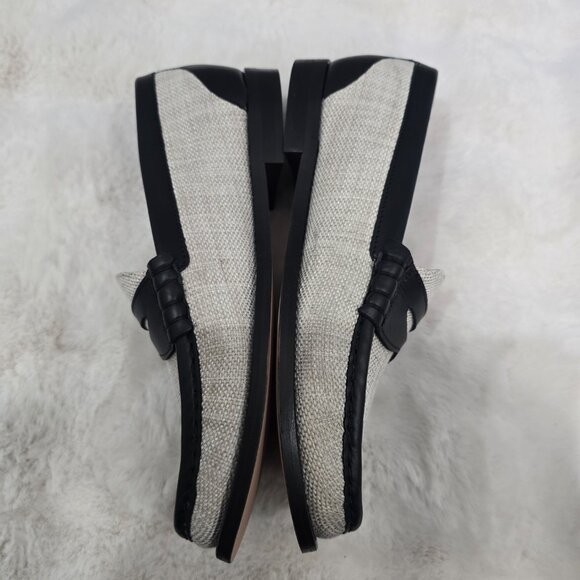 J. Crew Winona Penny Loafer Spanish Canvas Black Khaki Women's Size 9 NEW - Picture 8 of 8